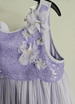 Платье праздничное пышное плиссировка цветы пайетки2 фото
