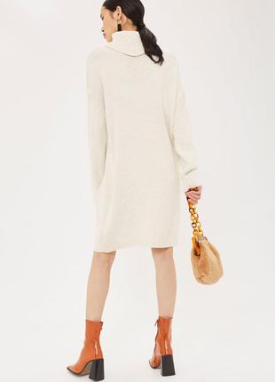 Актуальное платье-свитер цвета слоновой кости topshop зимнее платье с высокой горловиной4 фото