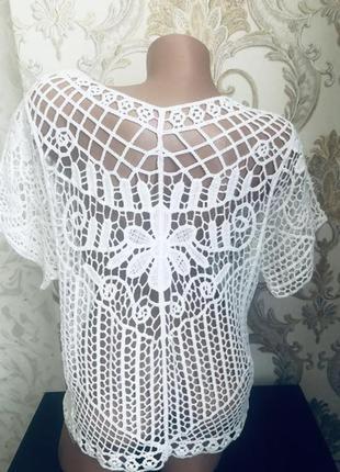 Шикарная модная стильная блуза бомбезная блузка вязанная кружевная кружево3 фото