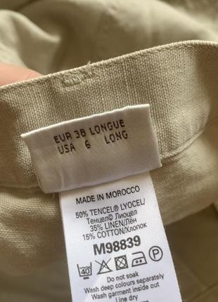 Прямі лляні брюки штани кольору світлої мʼякоті авокадо4 фото
