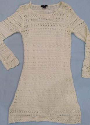 Стильное вязаное платье h&m c майкой-подкладкой. размер xs