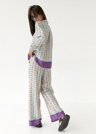 Атласный женский костюм в пижамном стиле zara2 фото