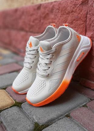 Adidas cloudfoom серые с оранжевым кроссовки мужские адидас весенние летние демисезонные демисезон низкие сетка текстильные легкие