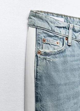 Прямі джинси trf з бічними стрічками та низькою посадкою6 фото