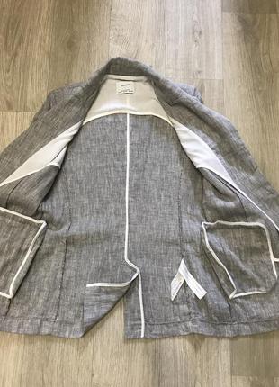 Пиджак жакет рами серый в елку женский летний удлиненный4 фото