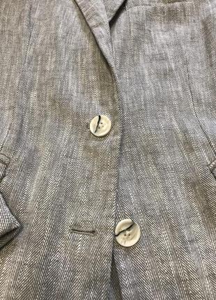 Пиджак жакет рами серый в елку женский летний удлиненный7 фото