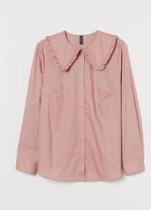 Рубашка с очень красивым воротником и длинными рукавами на пуговицах h&amp;m. натуральный состав 💯 коттон.новая. есть бумажная бирка