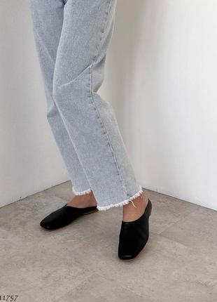 Черные женские мюли с квадратным мысом туфли с открытой пяткой из натуральной кожи кожаные мюли2 фото