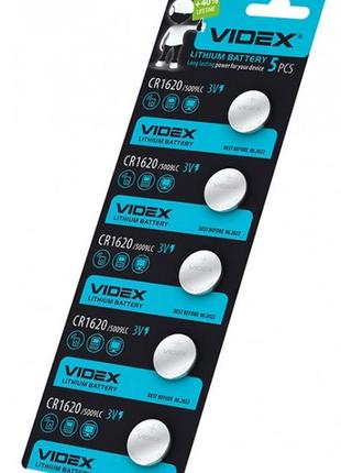 Батарейка-таблетка літієва videx cr1620 5009lc 3v silver 1 шт. (код: bat1620)4 фото