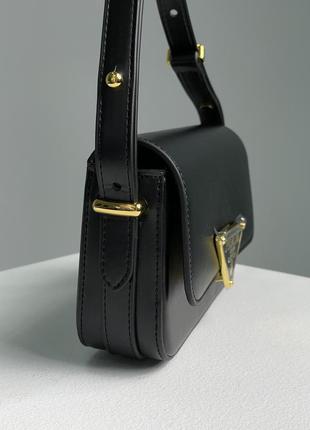 Сумка prada leather shoulder bag black/gold8 фото