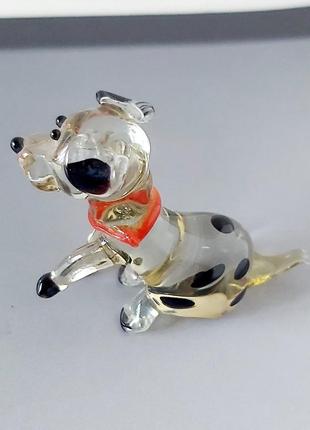 Статуетка кольорове скло собака далматинець