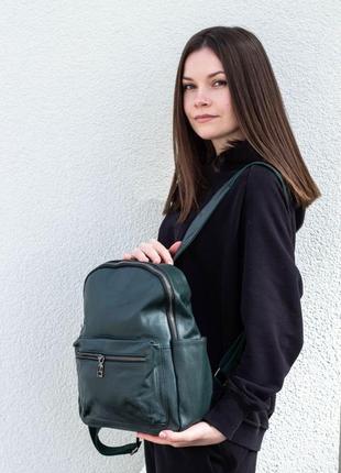 Женский рюкзак grace зеленый натуральная кожа7 фото