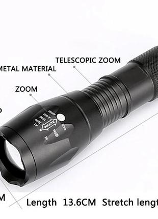 Світлодіодний телескопічний ліхтарик t6 — 4000 lm8 фото