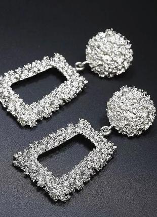 Сережки жіночі (біжутерія) oxa об'ємні (2909) silver