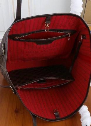 Сумка louis vuitton neverfull в размере gm (большое) 39 cm канва/кожа3 фото