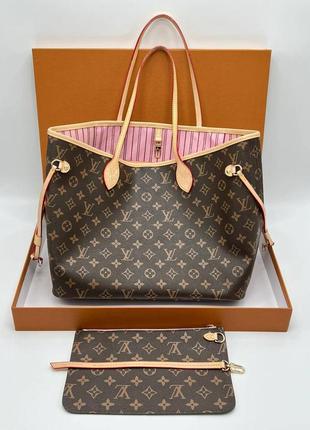 Сумка louis vuitton neverfull в размере gm (большое) 39 cm канва/кожа