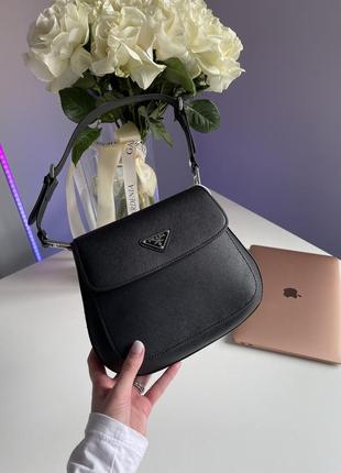 Сумка prada cleo brushed leather mini bag black4 фото