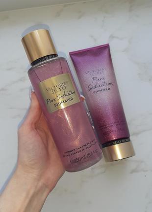 Набор victorias secret лосьон + мост pure seduction shimmer виктория сикрет