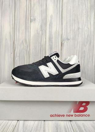 Кроссовки new balance 574 black white logo