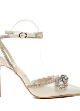 Босоніжки жіночі перламутрові вечірні на шпильці 1341л-а