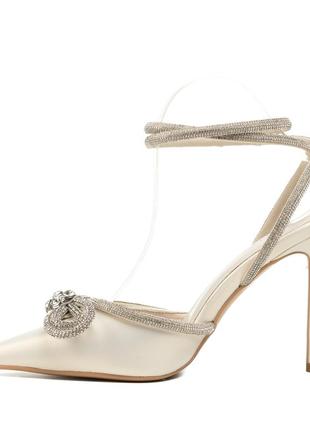 Босоніжки жіночі перламутрові вечірні на шпильці 1341л-а