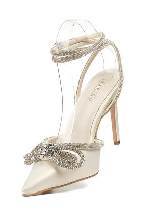 Босоніжки жіночі перламутрові вечірні на шпильці 1341л-а