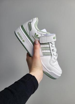 Adidas forum low white green1 фото