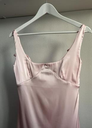 Розовый атласный слип дресс6 фото
