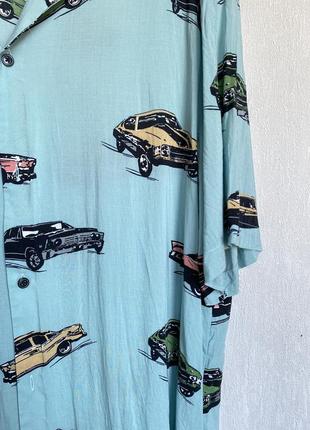 Рубашка мужская тениска с ретро машинами бирюзовая рубашка- xl xxl2 фото