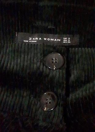 Вельветова спідниця міді zara/темно-зелена вельветова спідниця на ґудзиках3 фото