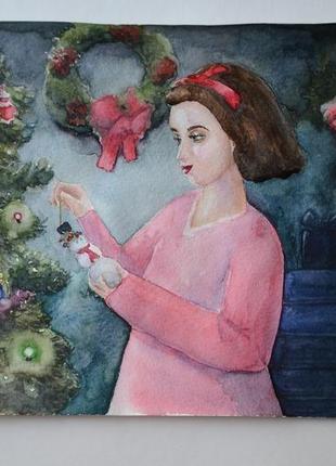 Акварель 'в очікуванні свята' 2