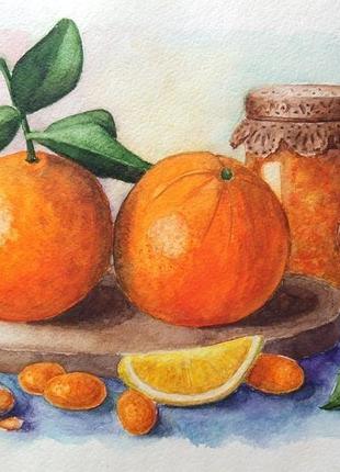 Натюрморт с апельсинами oranges and orange jam