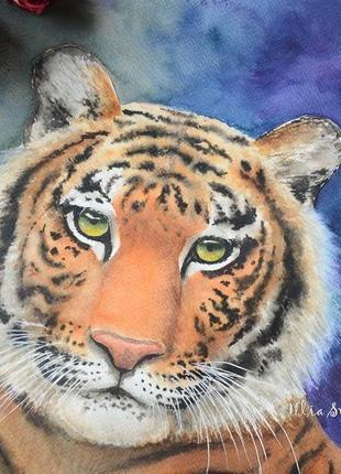 Картина аквареллю тигр2 фото