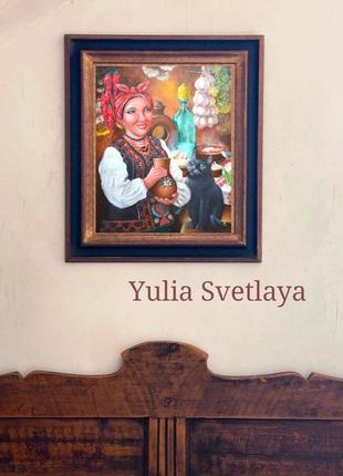 В гостях у солохи картина олією в українському стилі 40*50 см2 фото