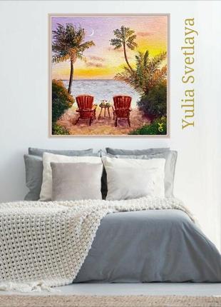 Тропический рай paraíso tropical картина маслом 20*20 см5 фото