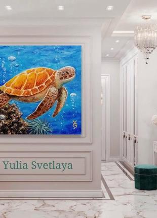 Картина морська черепаха 20*20 см4 фото