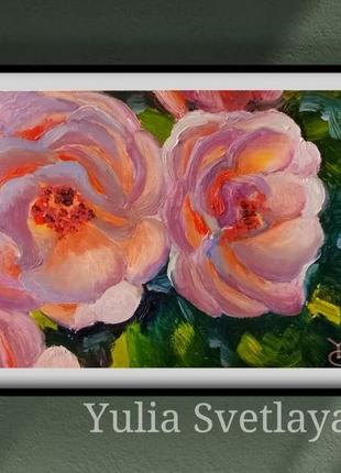 Картина розы масляная живопись6 фото