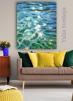 Картина маслом блики на волнах