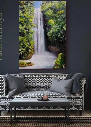 Картина водопад масляная живопись3 фото