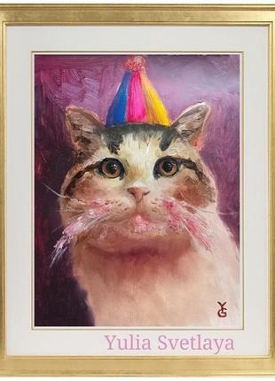 Картина с котиком с днем рождения!1 фото