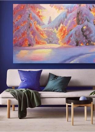 Картина зимний лес в солнечном свете2 фото