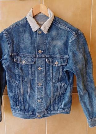 Куртка джинсова vintage вінтажна рідкісна   з вельветовим коміром та рідкісною варкою levi's   size s made in u.k