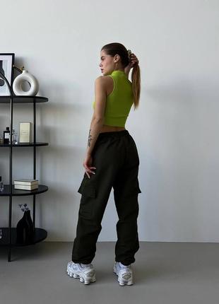 Женские брюки карго с карманами на резинке, спортивные штаны карго на весну2 фото