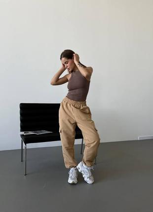 Женские брюки карго с карманами на резинке, спортивные штаны карго на весну9 фото