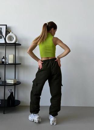 Женские брюки карго с карманами на резинке, спортивные штаны карго на весну3 фото