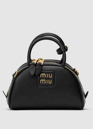 Miumiu leather top-handle bag black6 фото