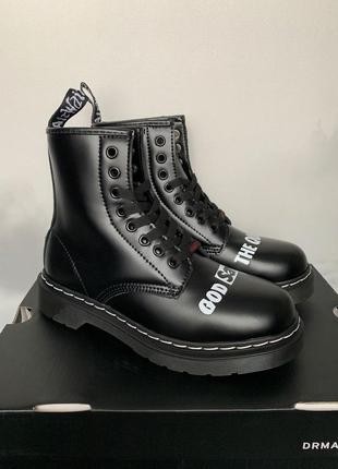 Черевики dr. martens sex pistols black rolled smooth fur черевики зимові з хутром1 фото