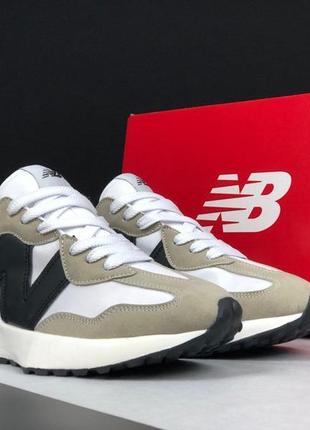 Женские кроссовки new balance 327 белые с бежевым