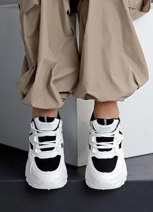 Снікерси екошкіра чорні, білі