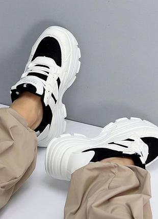 Снікерси екошкіра чорні, білі